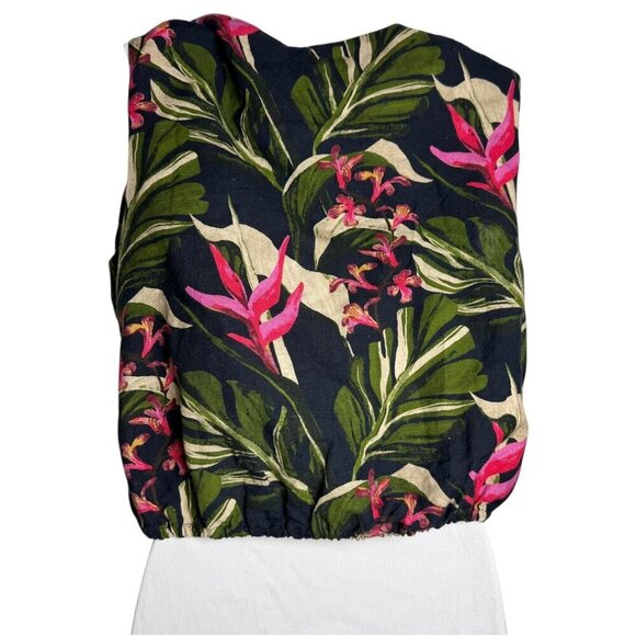 New Unsubscribed linen twist shoulder top blouse size XS night sea print NWT - Picture 2 of 9